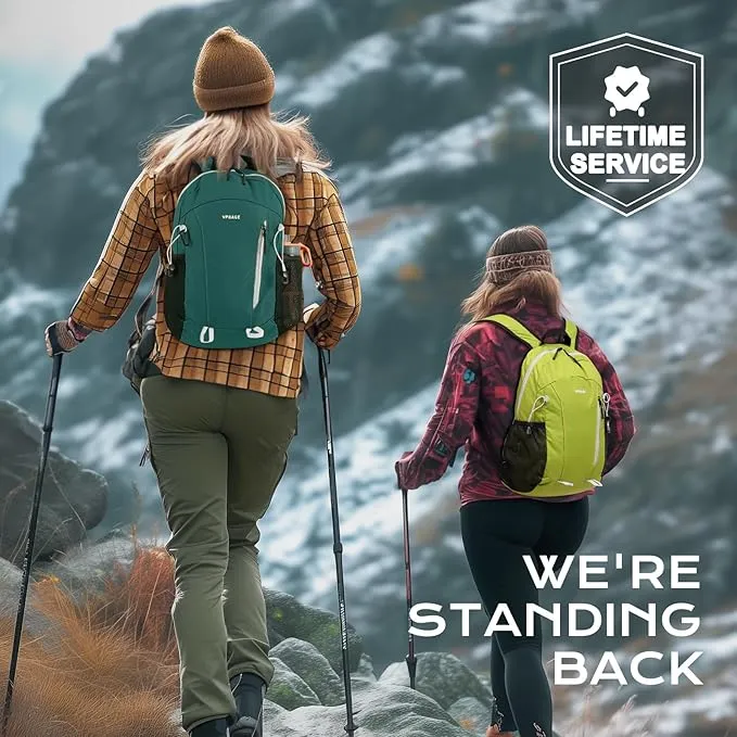 15L Highly Water-resistant Hiking Daypack, Small Backpack Travel Outdoor, Lightweight Day Pack with Tool Loops(Fluorescent Green)