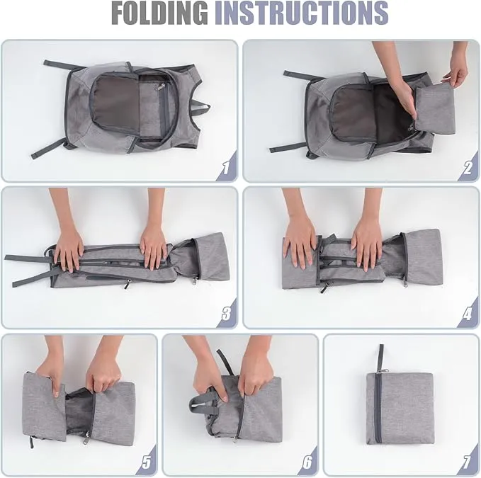 15L Hiking Backpack Small Travel Backpack Lightweight Packable Backpacks Casual Daypack for Women and Men, Light Grey