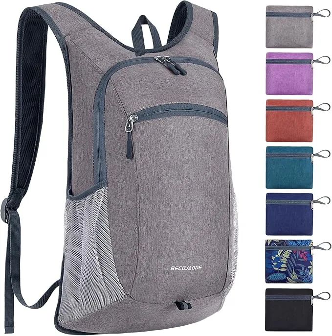 15L Hiking Backpack Small Travel Backpack Lightweight Packable Backpacks Casual Daypack for Women and Men, Light Grey