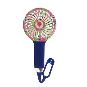 3 Speed Rechargeable Fan - Navy/Flamingo