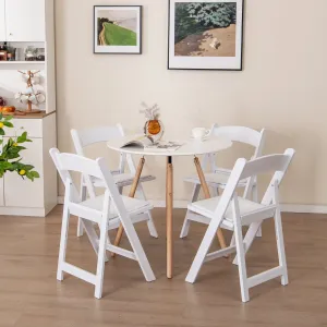4 Pack All-Weather Folding Dining Chair Set with Padded Seat and Back -White