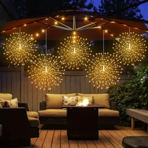 5-Pack: 450 LED Solar Starburst Sphere Lights