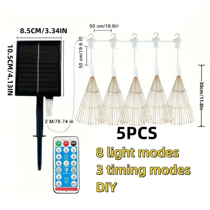 5-Pack: 450 LED Solar Starburst Sphere Lights