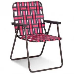 6 pcs Folding Beach Chair Camping Lawn Webbing Chair-Red