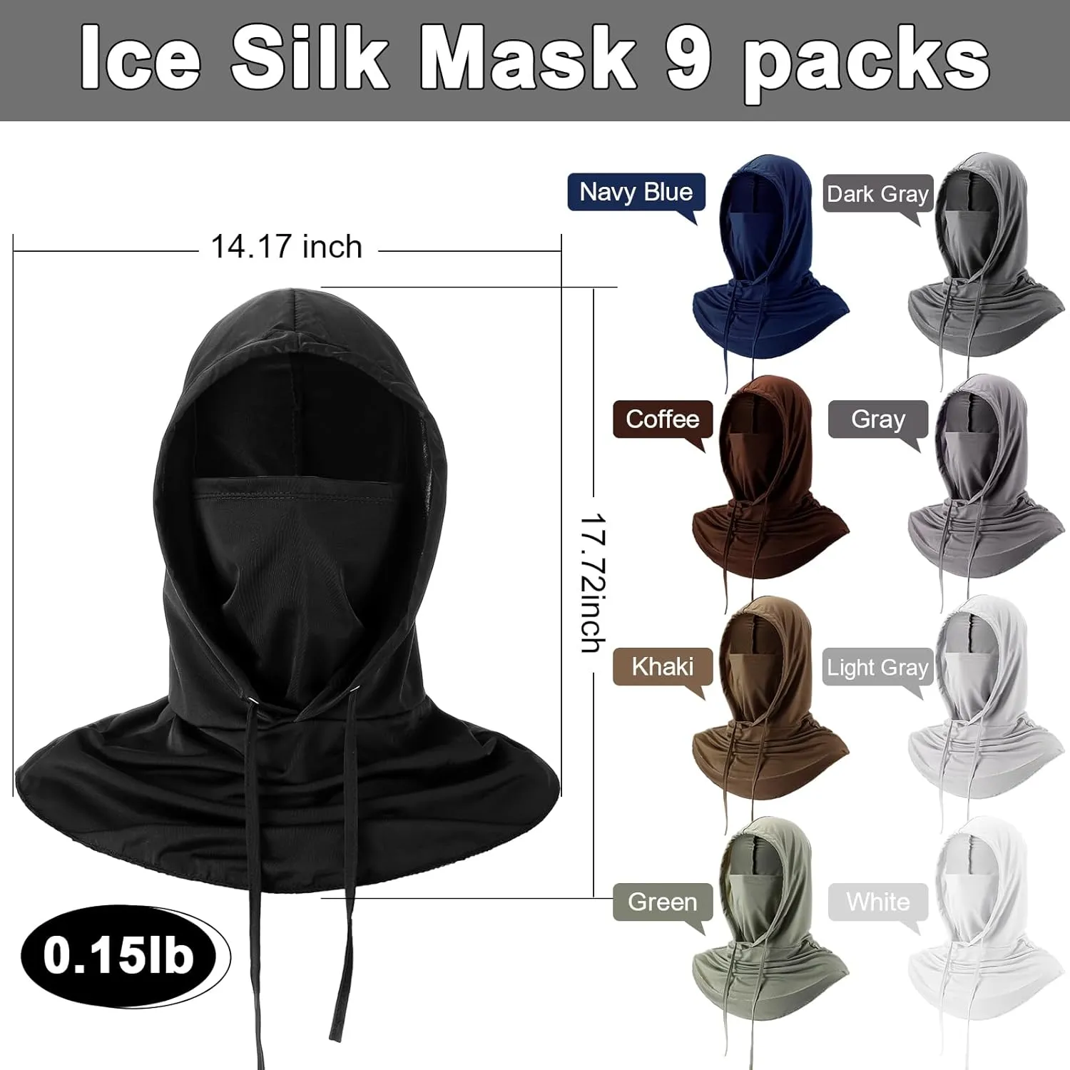 9 Pcs Cooling Balaclava Face Mask Breathable Full Head Mask Sun Protection Neck Cover UV Face Cover for Men Women