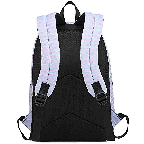 Backpack for Girls,Hey Yoo Classic Polka Dots Stripe Bookbag School Bag School Backpack for Girls School (light blue)