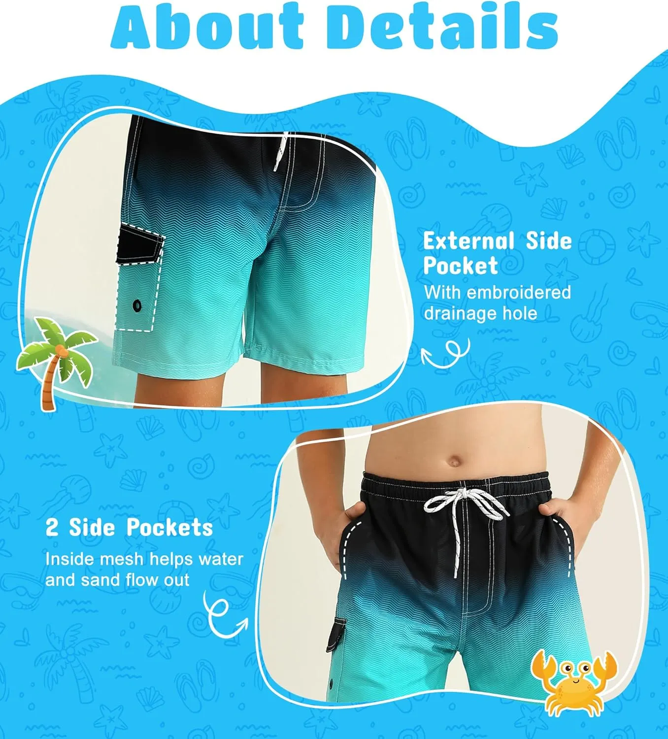 Boys Swim Trunks with Compression Liner Quick Dry Swim Shorts Summer Beach Shorts