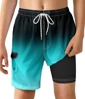 Boys Swim Trunks with Compression Liner Quick Dry Swim Shorts Summer Beach Shorts
