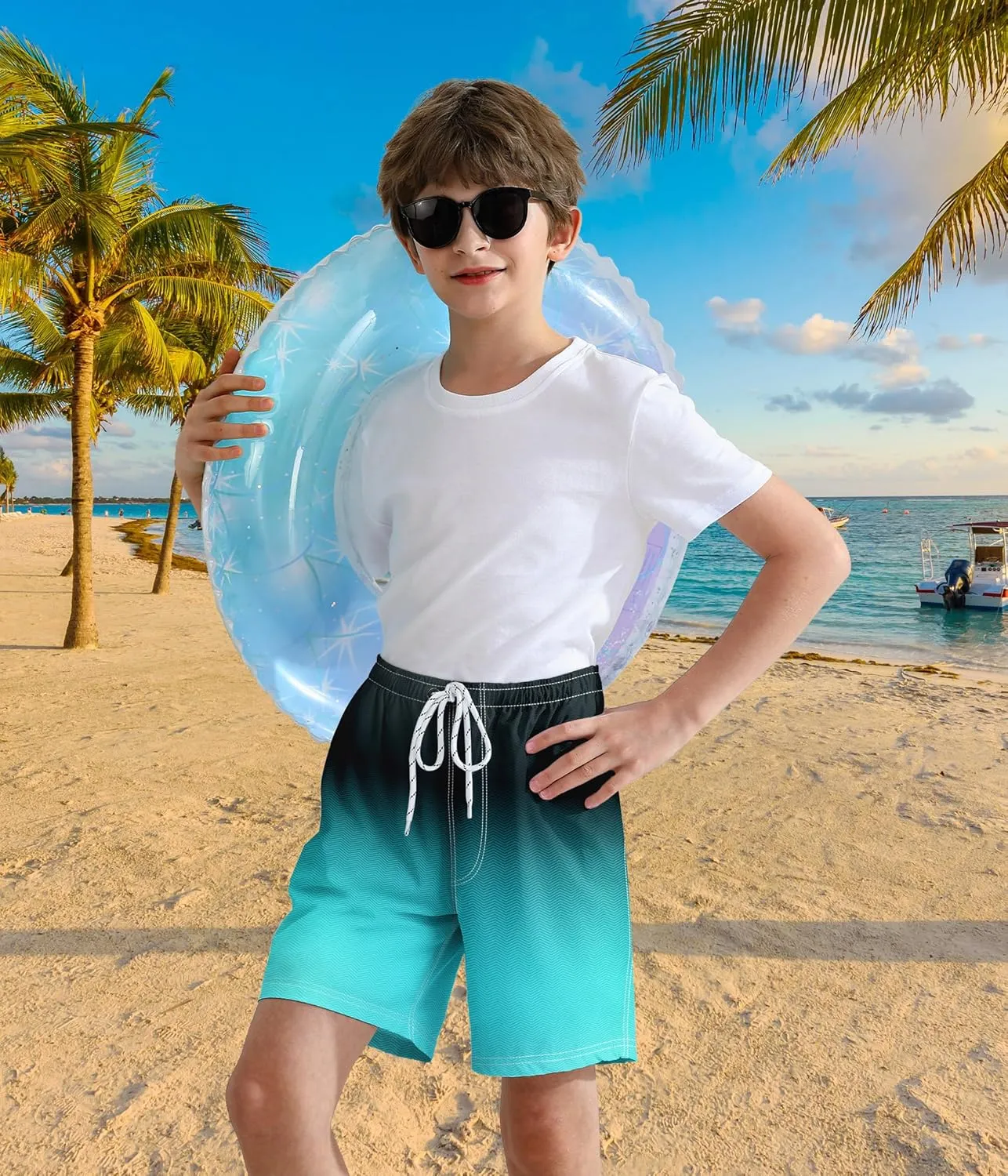 Boys Swim Trunks with Compression Liner Quick Dry Swim Shorts Summer Beach Shorts