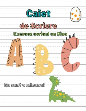 Caiet de Scriere | Exersez Scrisul cu Dino: Caiet de Caligrafie | Alfabetulul | Litere | Exersarea Scrisului de mana (Invatam Litere, Cifre, Figuri ... coloram cu Arty Chinstrap) (Romansch Edition) Paperback  December 26, 2022