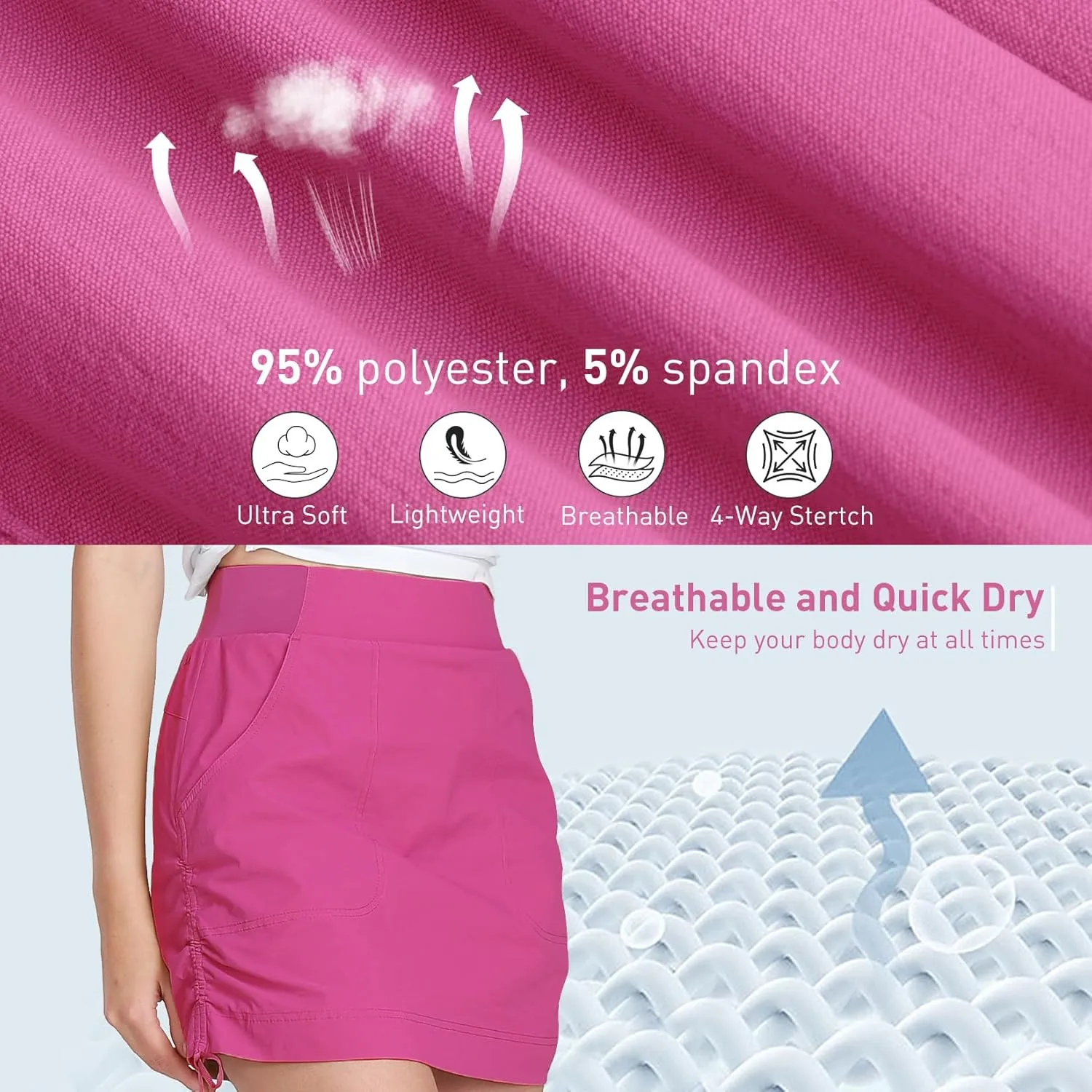CAMEL CROWN Women's Skorts Golf Casual Tennis Skirts Tummy Control UPF 50  Quick Dry Skirt with Pockets Active