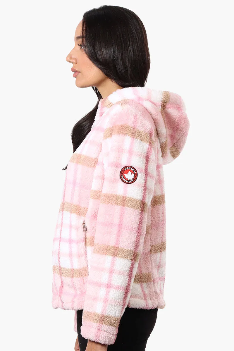 Canada Weather Gear Plush Plaid Hooded Lightweight Jacket - Pink
