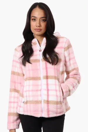 Canada Weather Gear Plush Plaid Hooded Lightweight Jacket - Pink