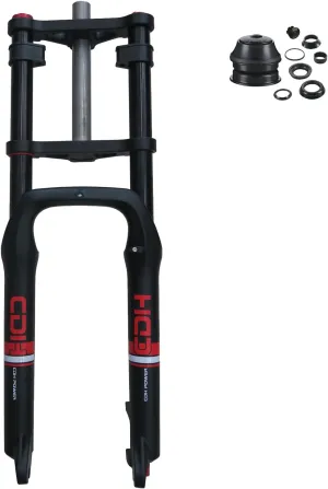 CDHPOWER 26" Bicycle Fork 4.0" Fat Tire Air Suspension Bike Fork, Double Shoulder, 9mm Quick Release, Disc Brake E-Bike