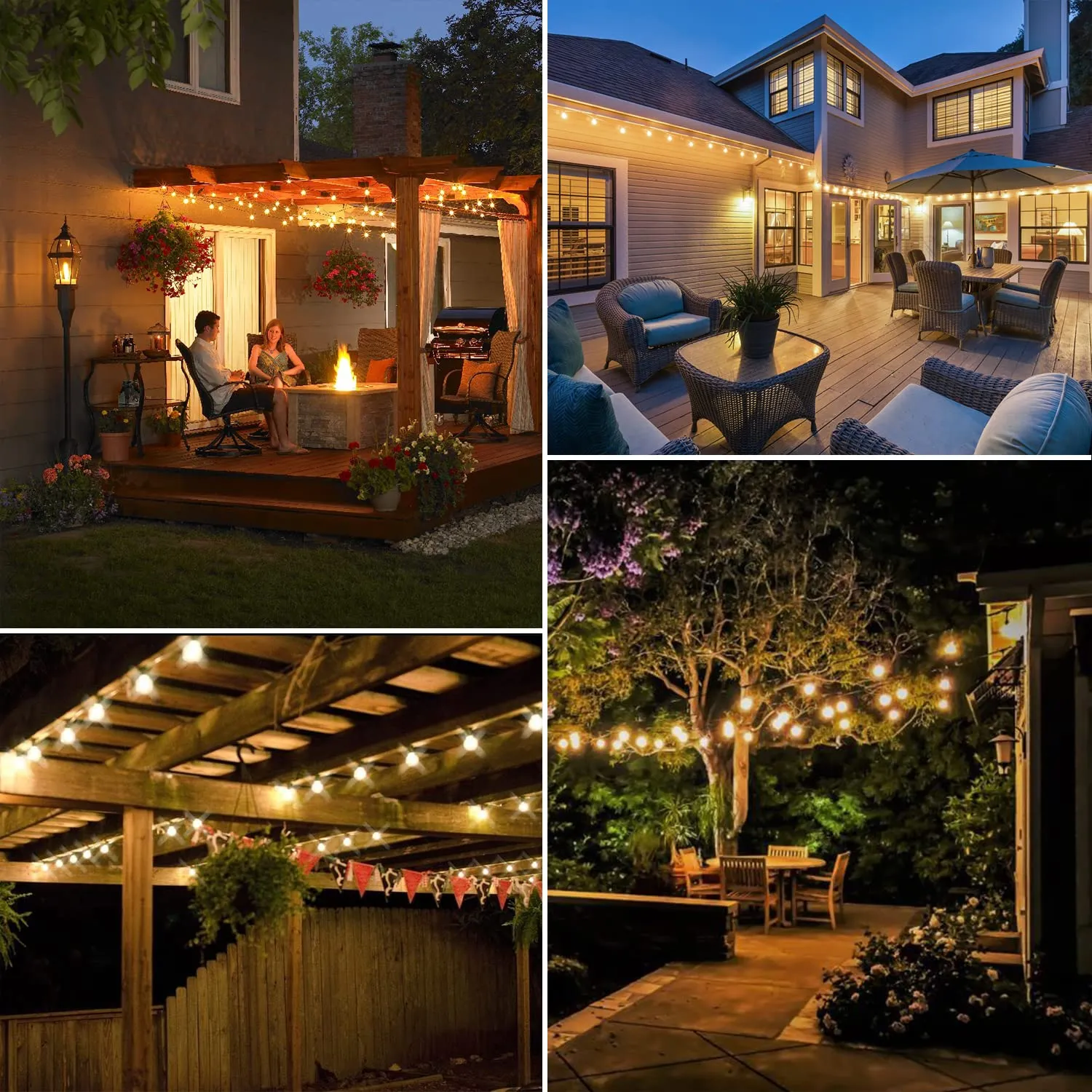 DAYBETTER Solar Powered LED Outdoor String Lights 100FT, Dimmable Hanging Waterproof Patio Lights with 24 Bulbs, Shatterproof Porch Backyard String Lights for Outside - Soft White Light (100 FT-ST38)