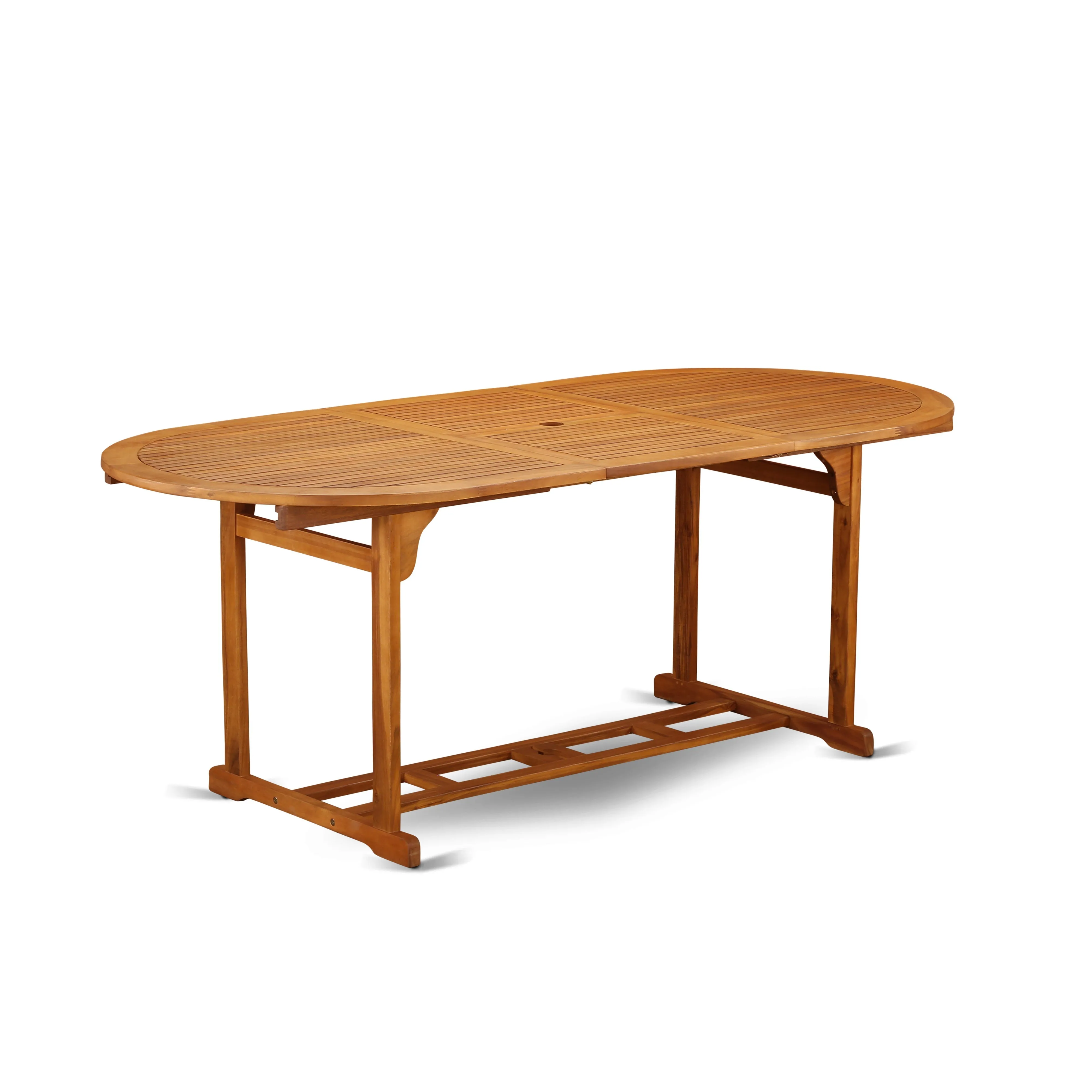 East West Furniture BSCM5CANA 5 Piece Patio Bistro Dining Furniture Set Includes an Oval Outdoor Acacia Wood Table and 4 Folding Arm Chairs, 36x78 Inch, Natural Oil
