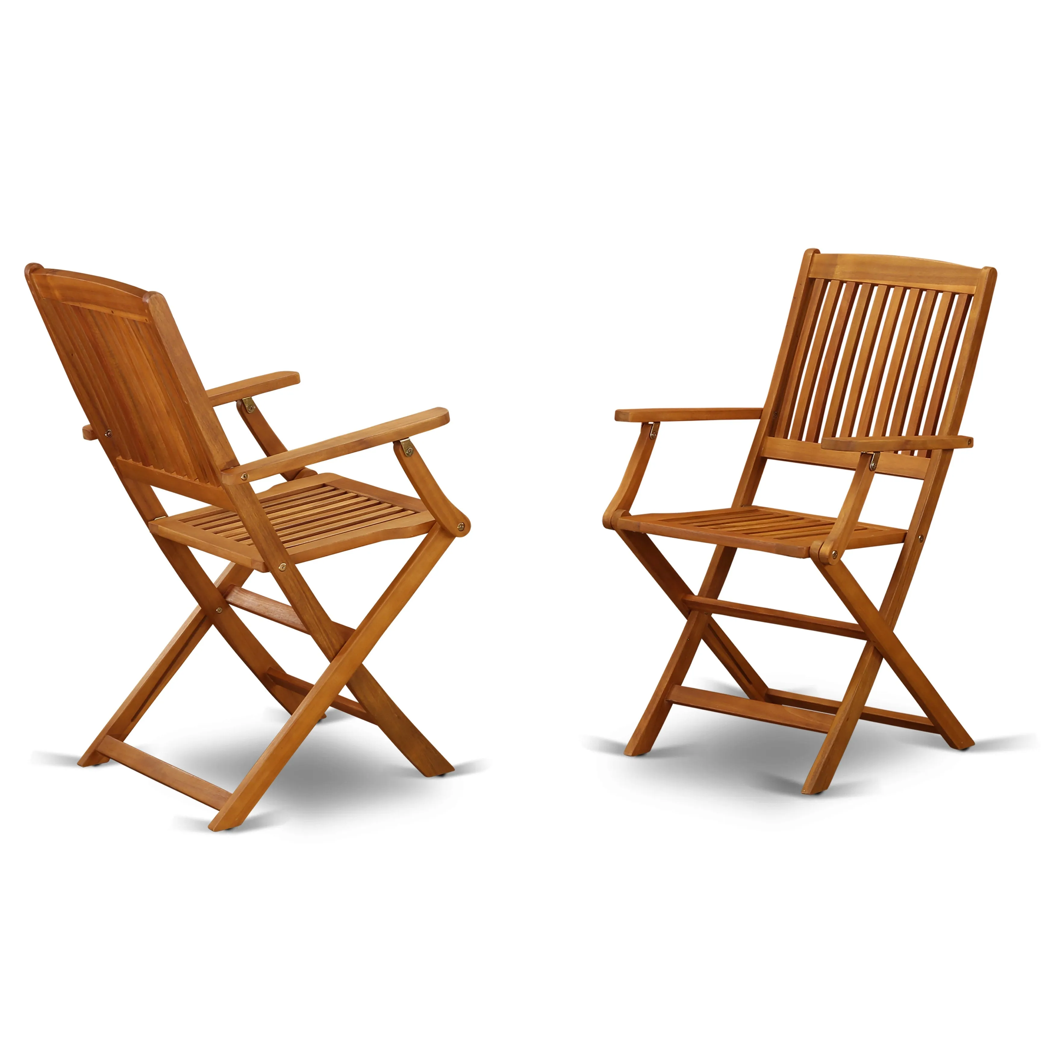 East West Furniture CMCM52CANA 5 Piece Patio Dining Set Includes a Rectangle Outdoor Acacia Wood Table and 2 Folding Arm Chairs with 2 Side Chairs, 36x66 Inch, Natural Oil