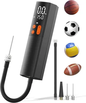 Electric Ball Pump with Fast Inflation & Deflation, 15Psi Air Pump with 3 Needles, Pressure Gauge, Ball Pump for Sports Balls, Basketball Pump, Soccer Ball Pump, Volleyball Pump??Football Pump