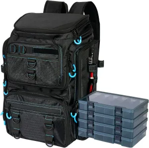 Fishing Backpack with Rod Holders,900D Oxford Water-Resistant Fishing Gear,42L Large Storage Tackle Bag for Men