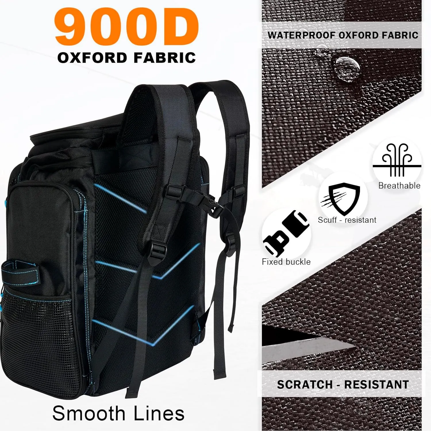 Fishing Backpack with Rod Holders,900D Oxford Water-Resistant Fishing Gear,42L Large Storage Tackle Bag for Men