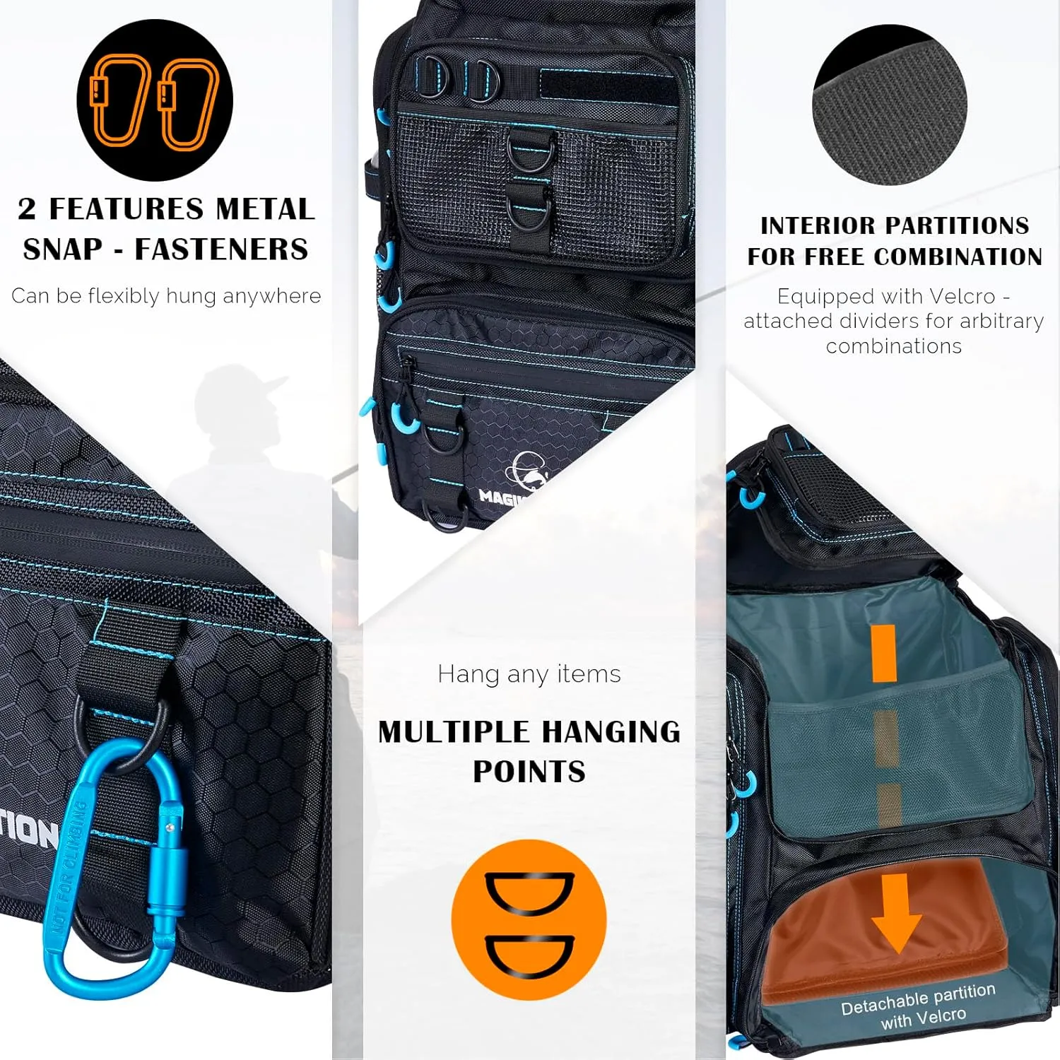 Fishing Backpack with Rod Holders,900D Oxford Water-Resistant Fishing Gear,42L Large Storage Tackle Bag for Men