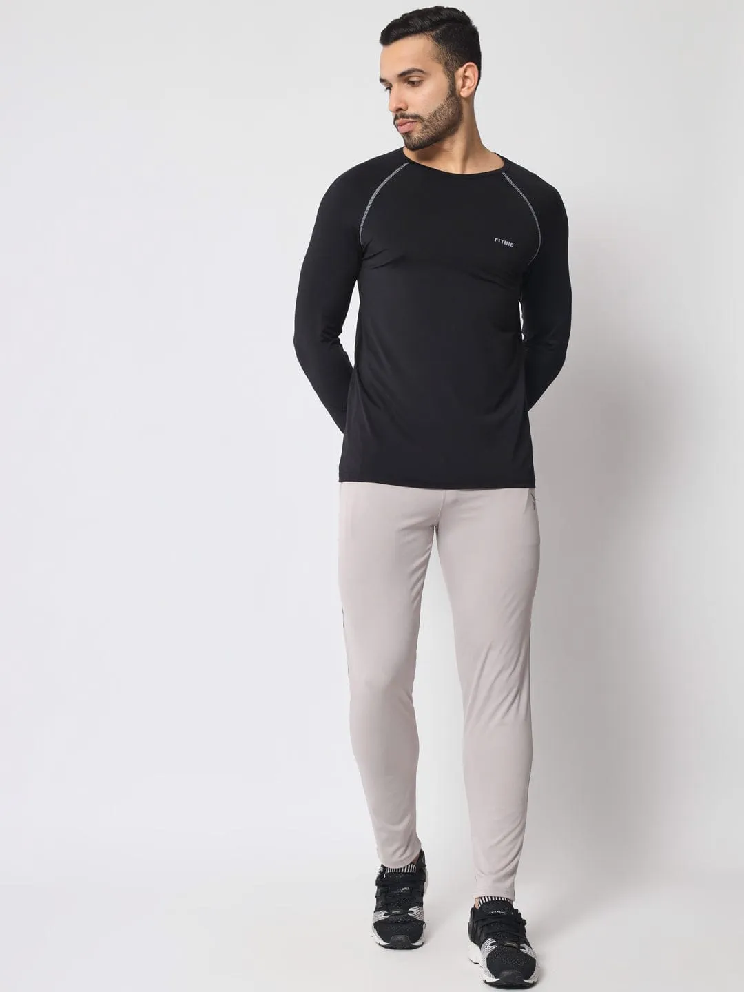 FITINC Premium Light Grey Track Pant for Men | Anti Microbial | Superdry | Breathable | Stretchable | 2 YKK Zipper Pockets