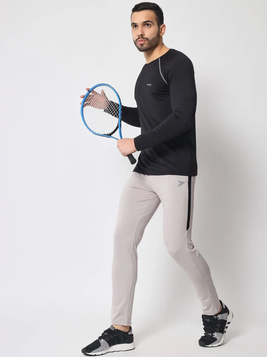 FITINC Premium Light Grey Track Pant for Men | Anti Microbial | Superdry | Breathable | Stretchable | 2 YKK Zipper Pockets