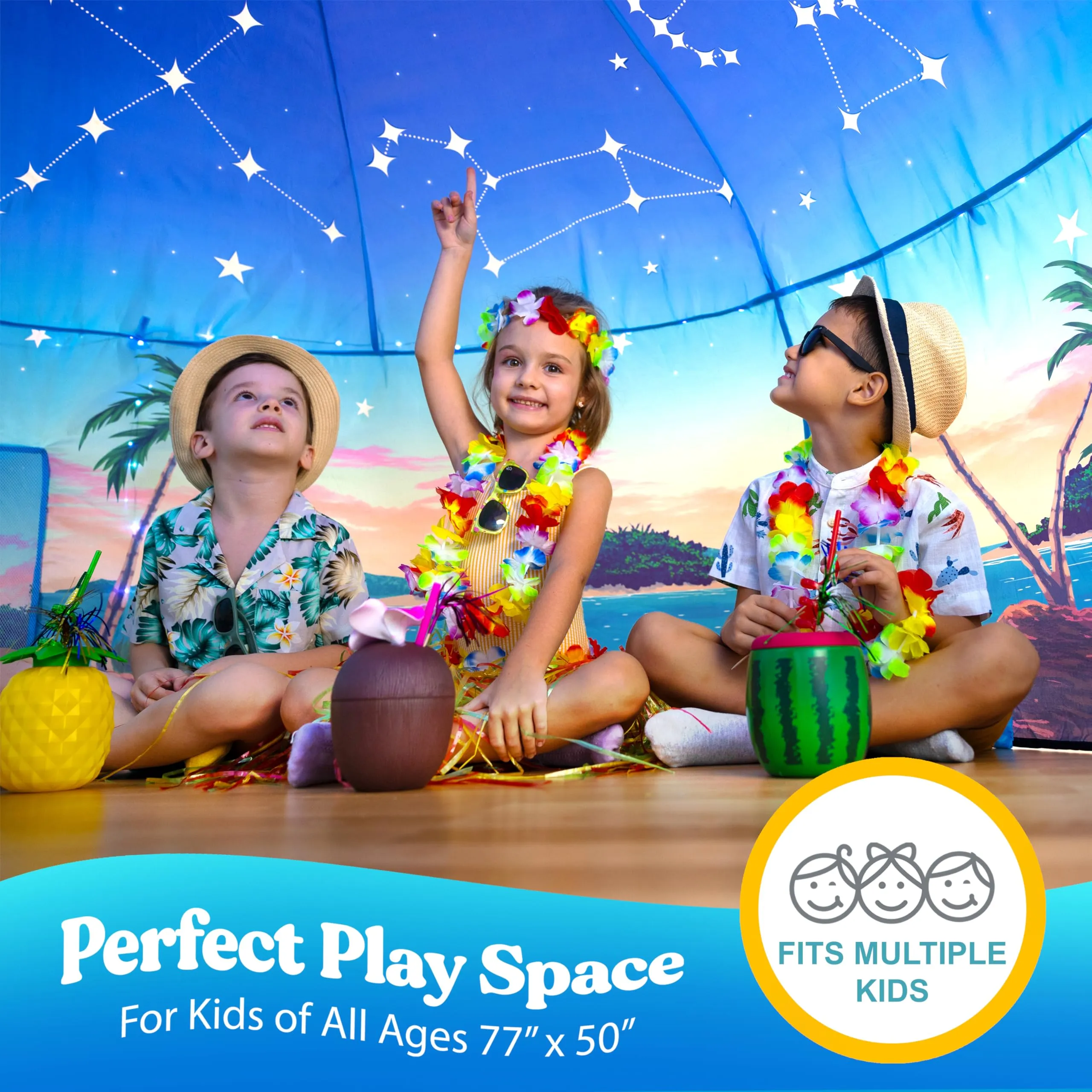 Glow-in-the-Dark Starlit Oasis Kids Tent with LED & Sound, One Size