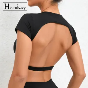 Hearuisavy Sports Shirts Breathable Workout Crop Tops Women