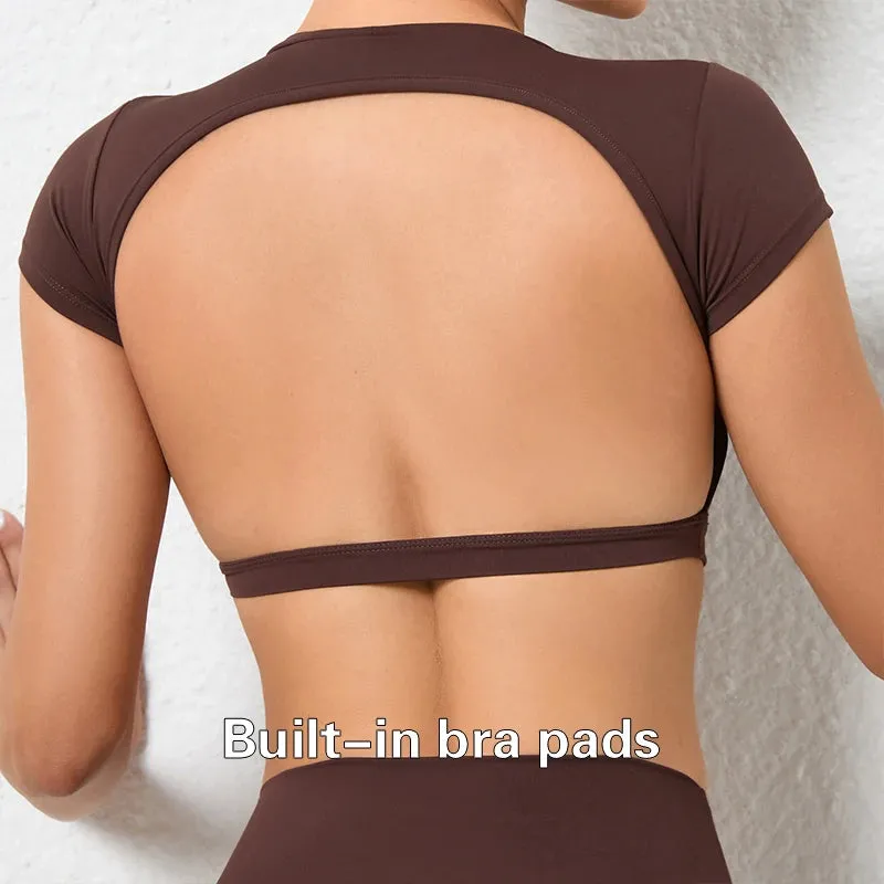 Hearuisavy Sports Shirts Breathable Workout Crop Tops Women