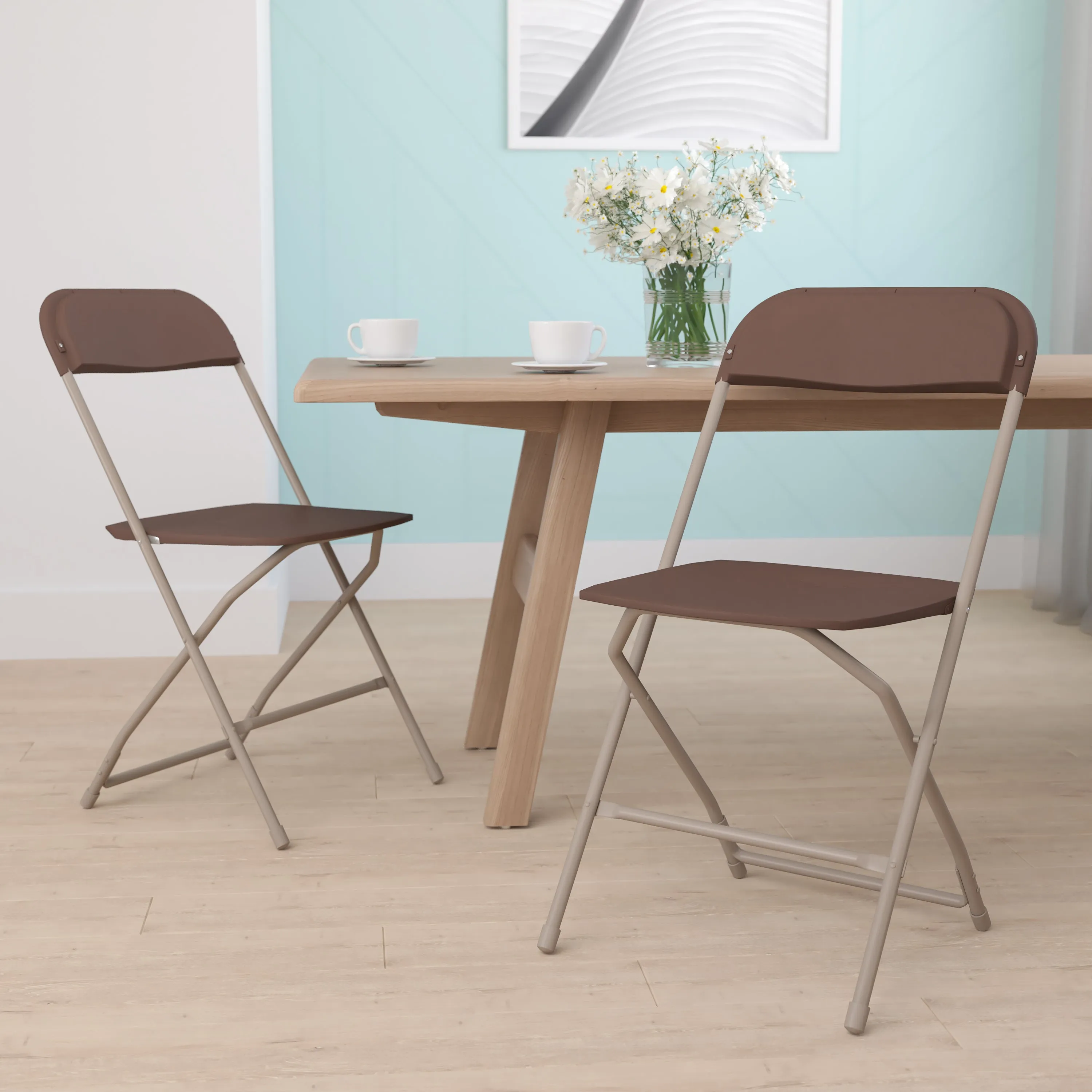Hercules Series Plastic Folding Chair Brown - 2 Pack 650LB Weight Capacity Comfortable Event Chair-Lightweight Folding Chair