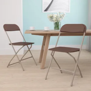 Hercules Series Plastic Folding Chair Brown - 2 Pack 650LB Weight Capacity Comfortable Event Chair-Lightweight Folding Chair