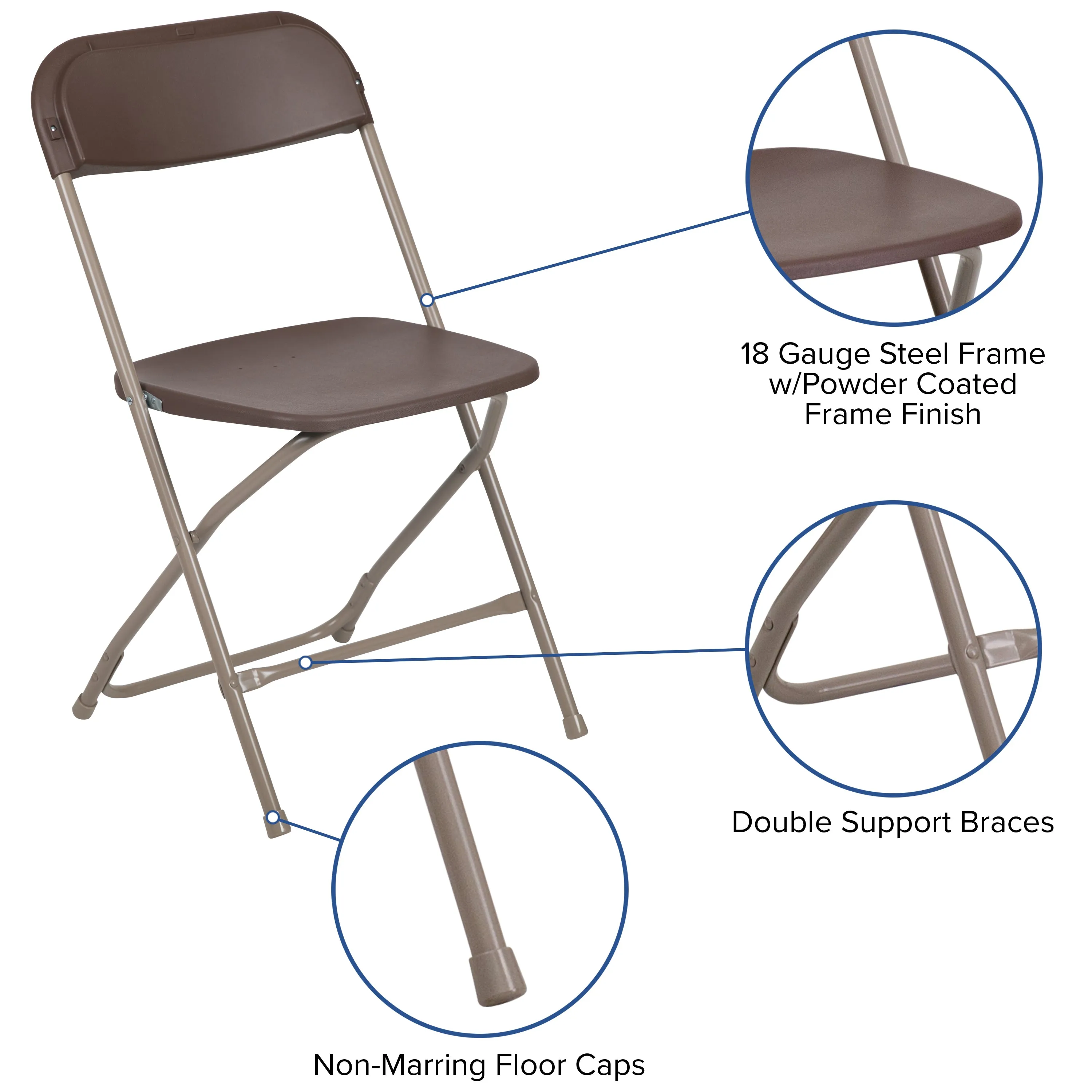 Hercules Series Plastic Folding Chair Brown - 2 Pack 650LB Weight Capacity Comfortable Event Chair-Lightweight Folding Chair