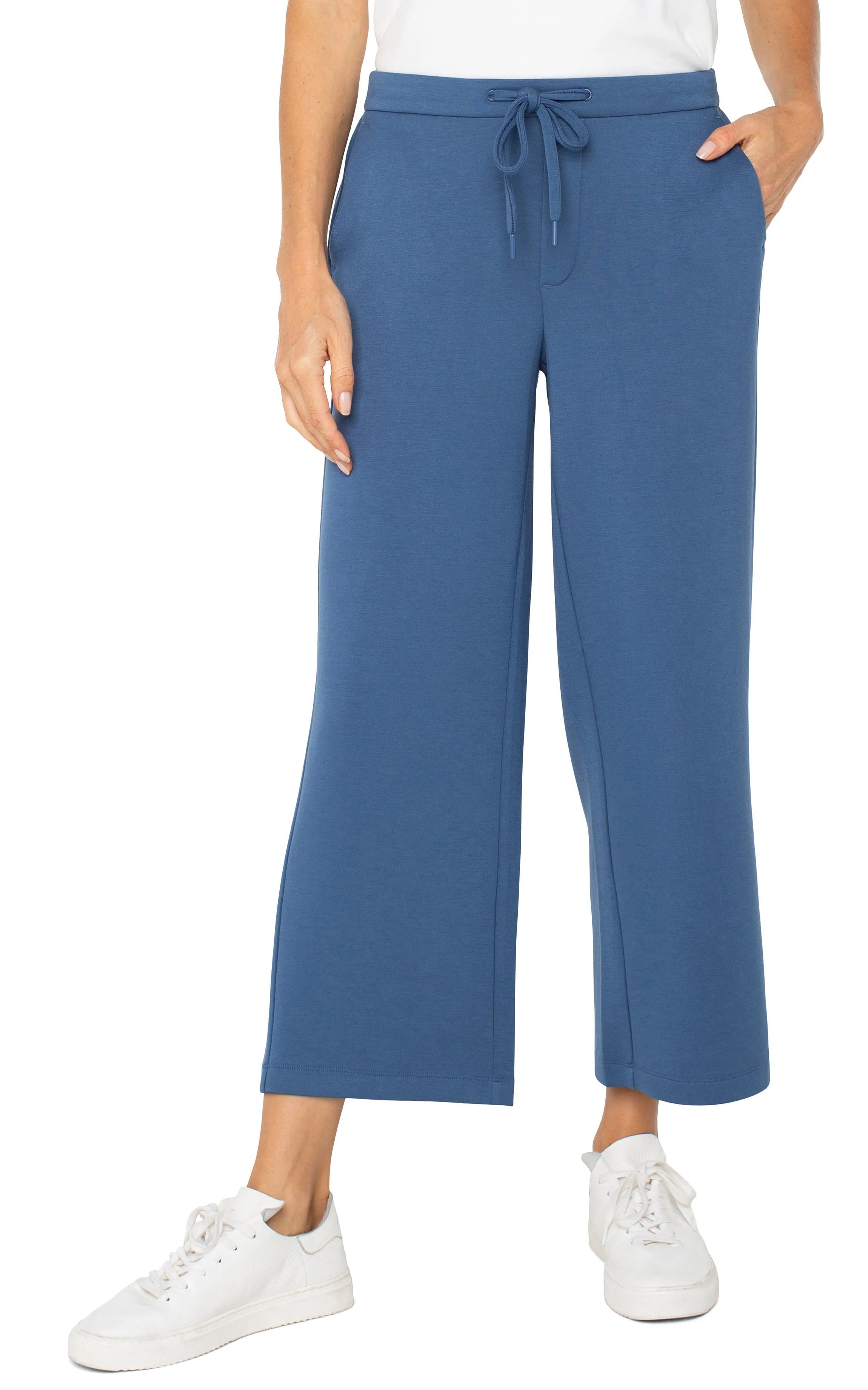 Liverpool Women's Pull-on Wide Leg Crop - Prussian Blue