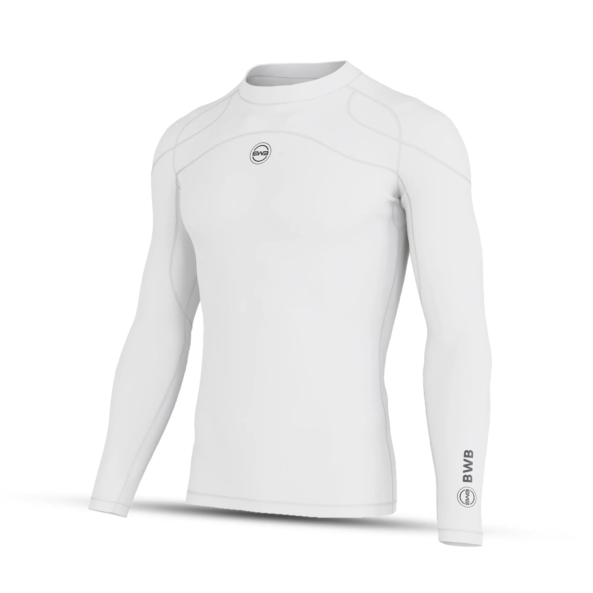 Men's White Long Sleeve Baselayer Compression Shirt & Leggings Set