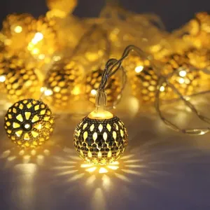 Moraccan Ball String Lights 3 Meter 14 Led for Indoor Outdoor Decoration Diwali Light for Party Birthday Diwali Christmas Navratri Valentine Gift Home Decoration Light