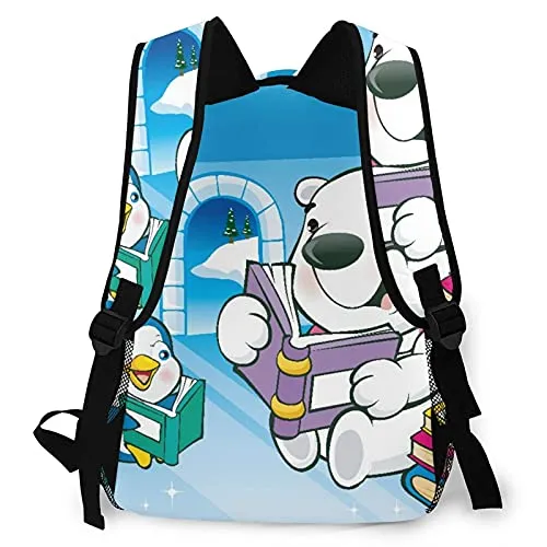 Multi leisure backpack,Children Cartoon Polar Bear And Penguin Are R, travel sports School bag for adult youth College Students
