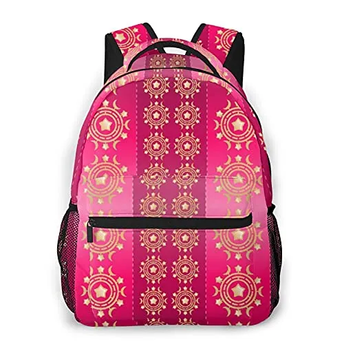 Multi leisure backpack,Fuschia Pattern, travel sports School bag for adult youth College Students