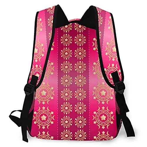 Multi leisure backpack,Fuschia Pattern, travel sports School bag for adult youth College Students