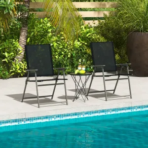 NNECW 2 Pieces Patio Folding Chairs with Rustproof Metal Frame for Garden/Camping