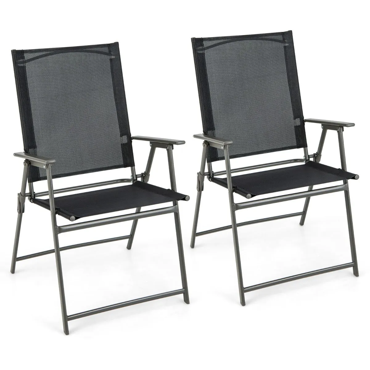 NNECW 2 Pieces Patio Folding Chairs with Rustproof Metal Frame for Garden/Camping
