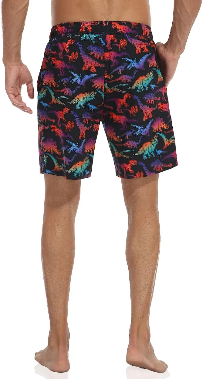 Nonwe Mens Swim Trunks with Compression Liner Quick Dry Hawaiian Bathing Suits 2 in 1 Board Shorts with Pockets