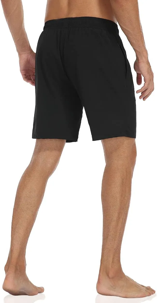 Nonwe Mens Swim Trunks with Compression Liner Quick Dry Hawaiian Bathing Suits 2 in 1 Board Shorts with Pockets