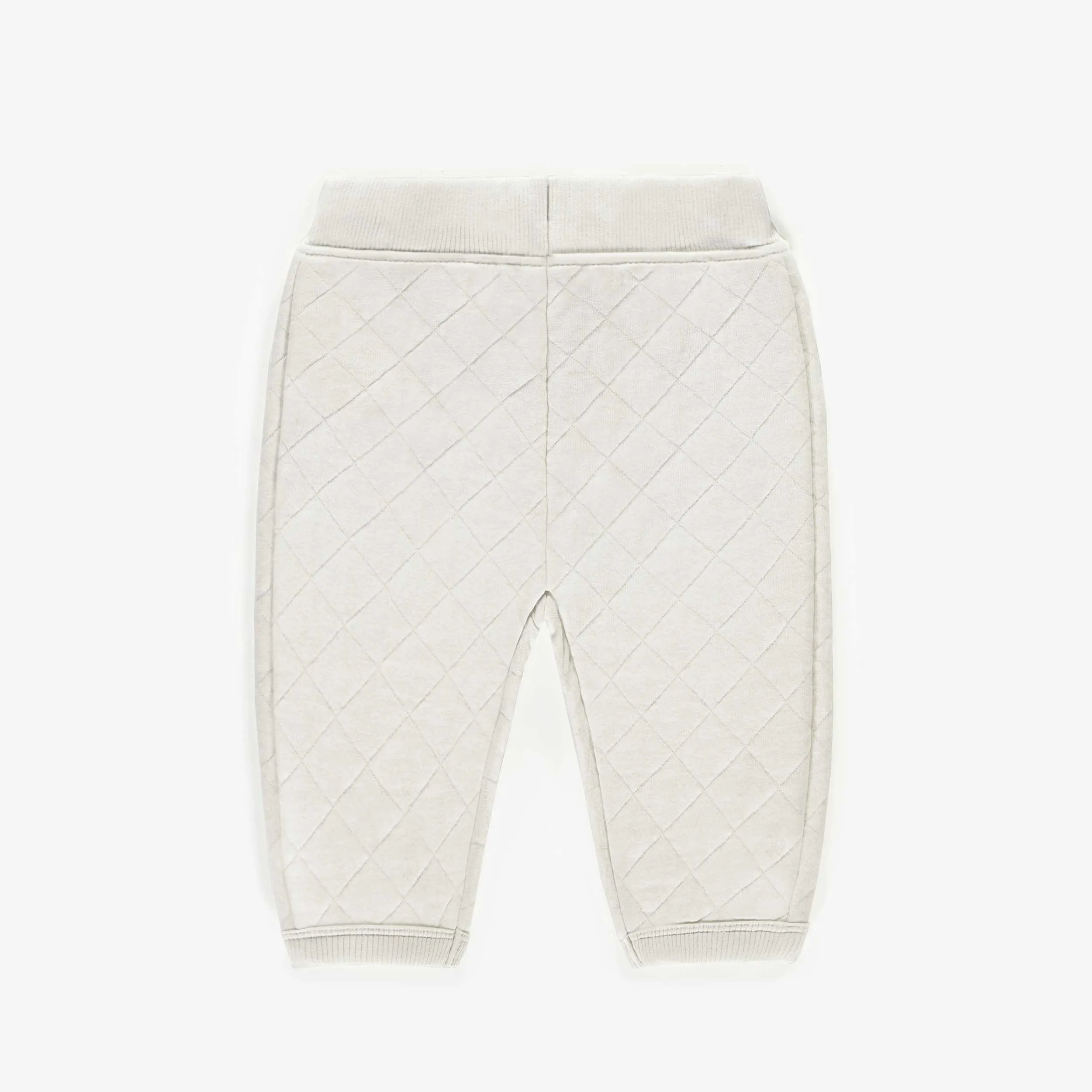 Pantalon crème en jersey matelassé, naissance || Cream pants in quilted jersey, newborn