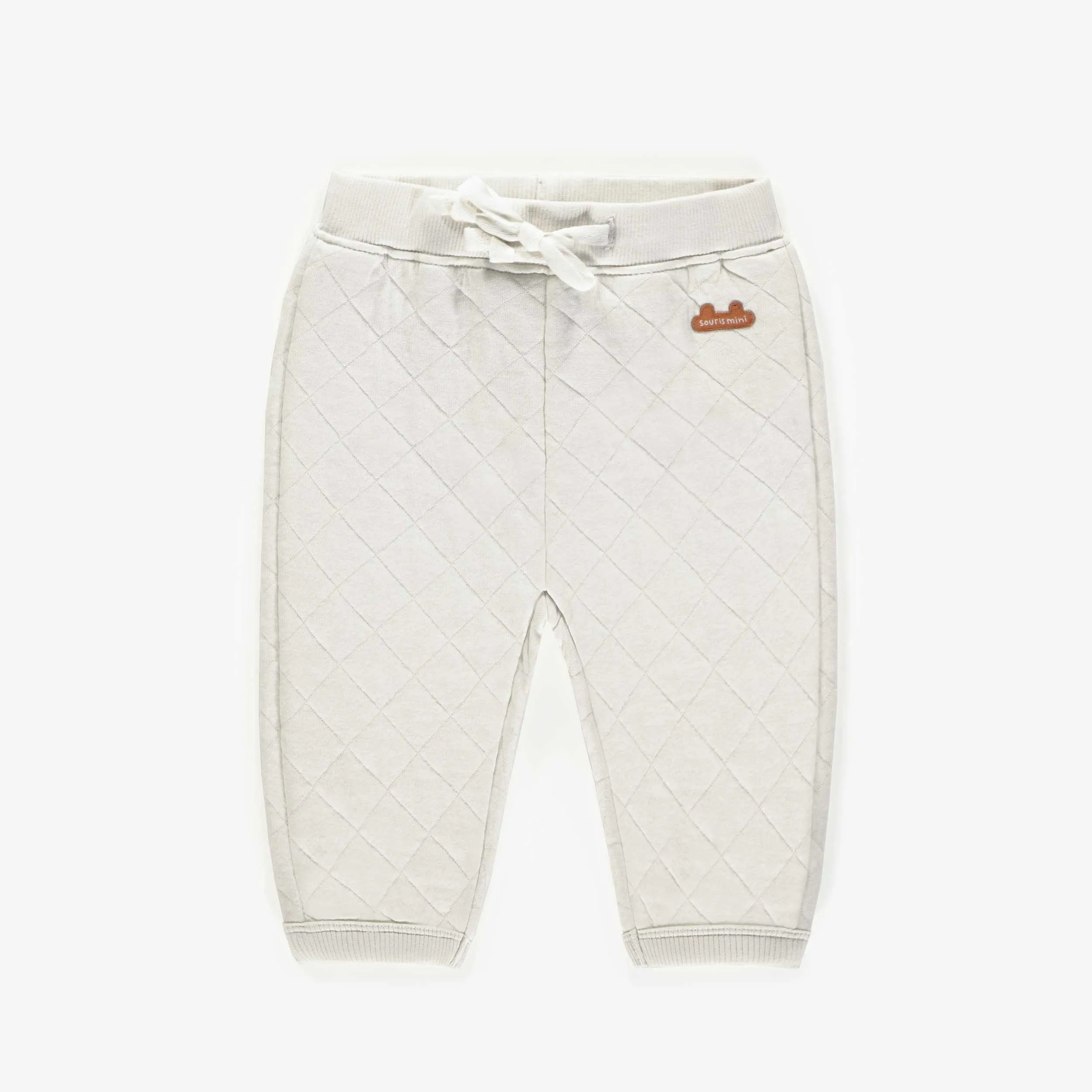 Pantalon crème en jersey matelassé, naissance || Cream pants in quilted jersey, newborn