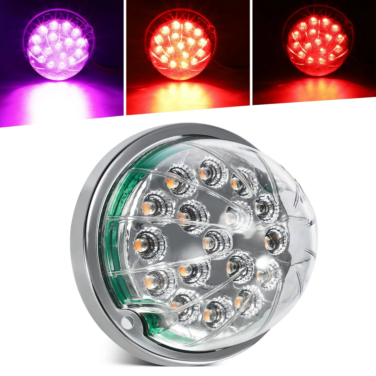 Partsam Dual Revolution Red Led Watermelon Light for Semi Truck