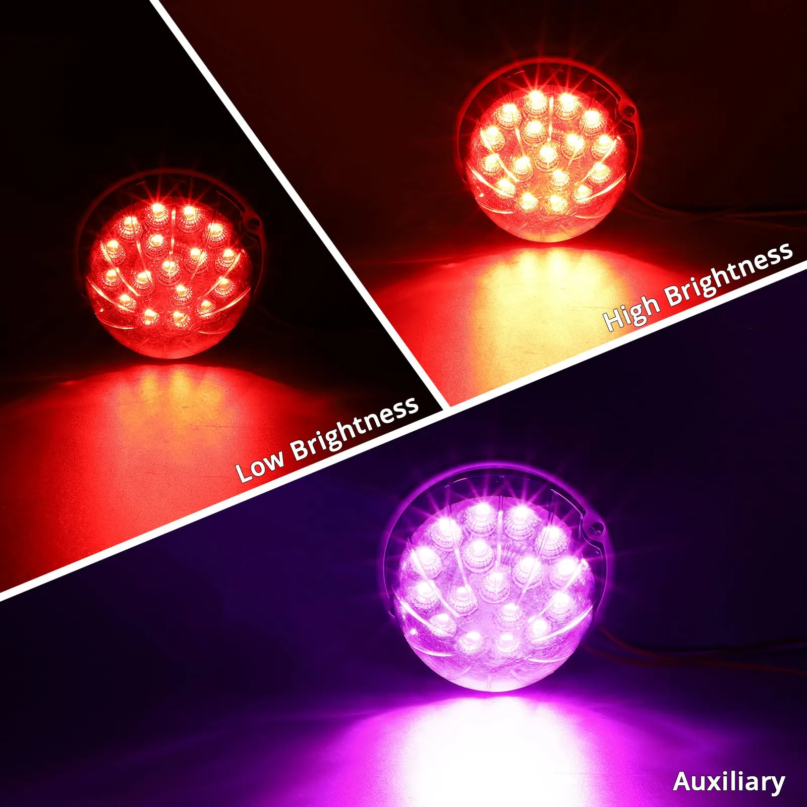 Partsam Dual Revolution Red Led Watermelon Light for Semi Truck