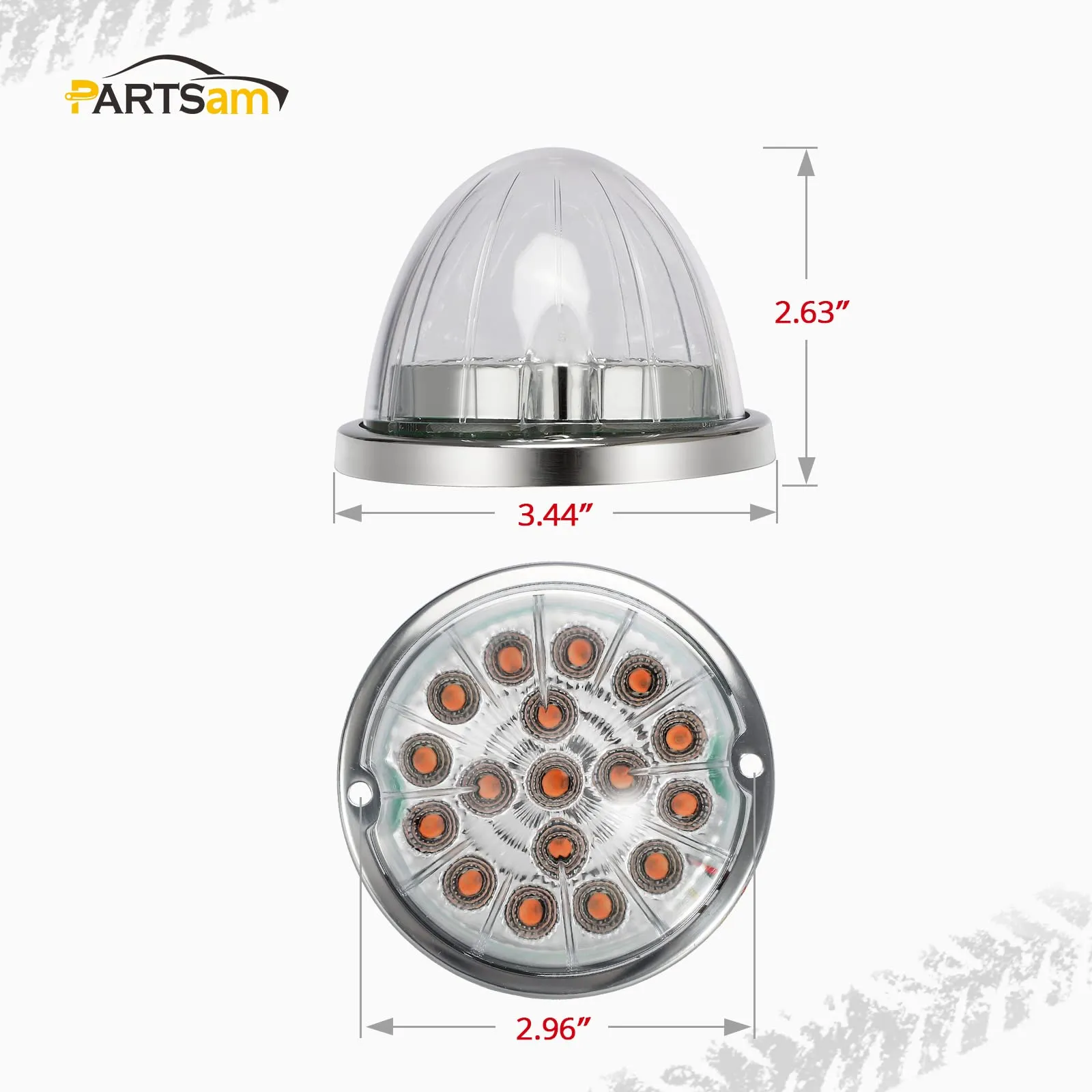 Partsam Dual Revolution Red Led Watermelon Light for Semi Truck