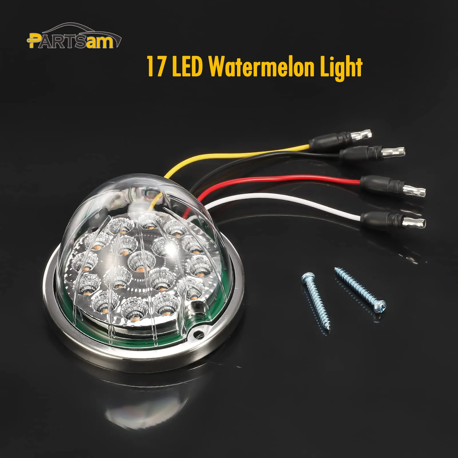 Partsam Dual Revolution Red Led Watermelon Light for Semi Truck