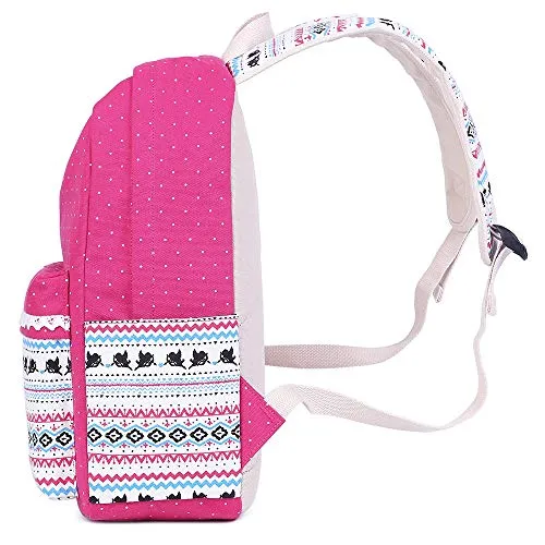 School Backpack for Girls,Hey Yoo Printed Canvas Casual Bookbag Backpack for Girls School (red)